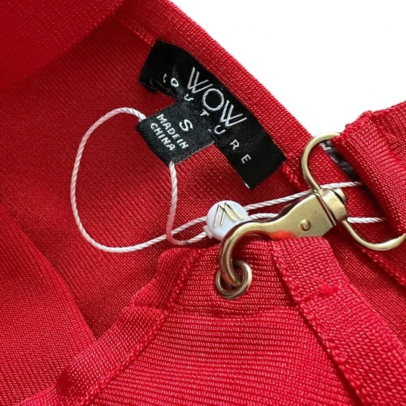 WOW COUTURE Red Hook Strap Bandage Crop Top S - Picture 5 of 5